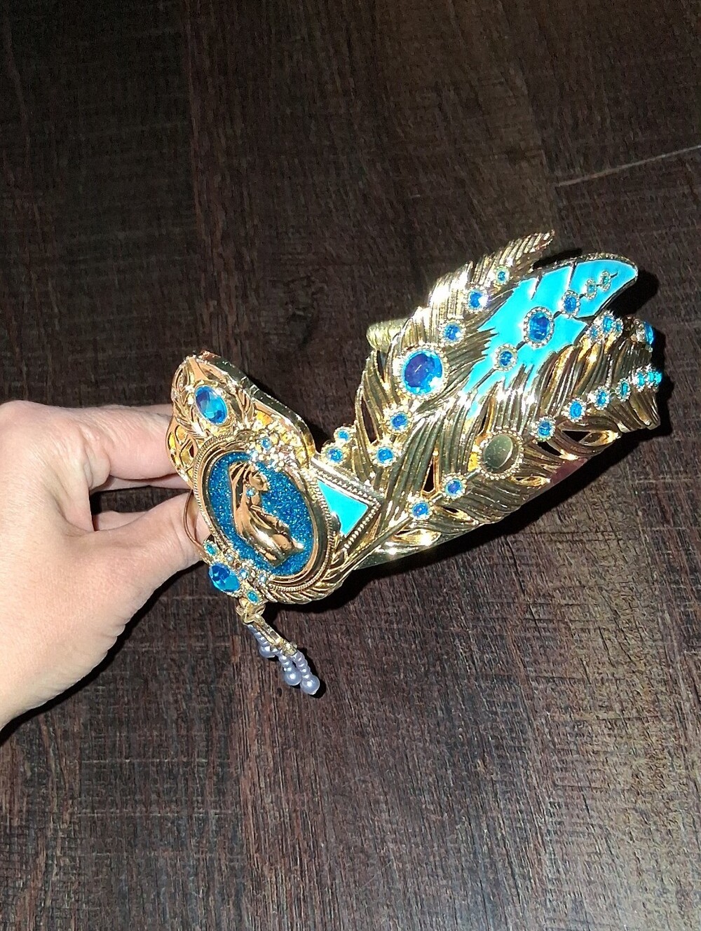 Disney Parks Princess Gold and Turquoise Feather Statement Hair Tiara